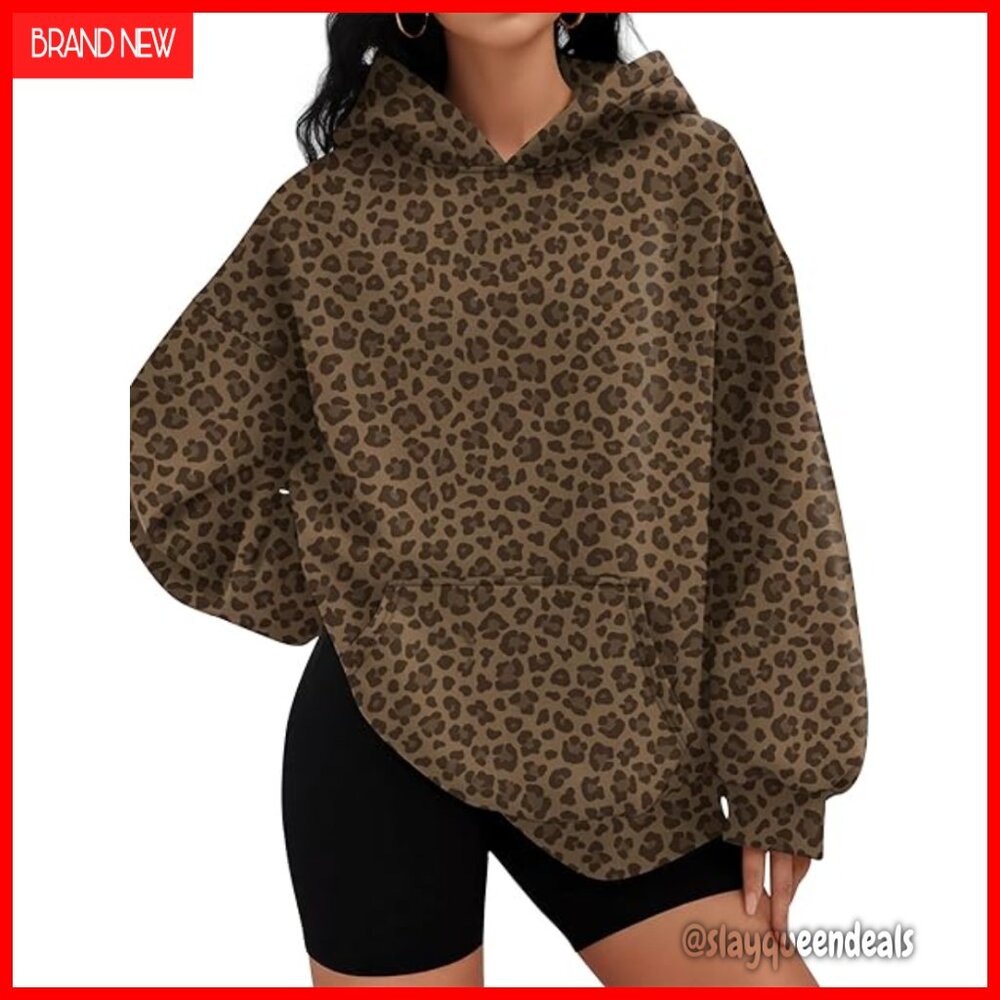 Oversized Fleece Hoodie with Pocket, Loose Fit Pullover Sweater for Women
